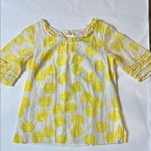 Lilly Pulitzer White and Yellow Polka Dot Blouse